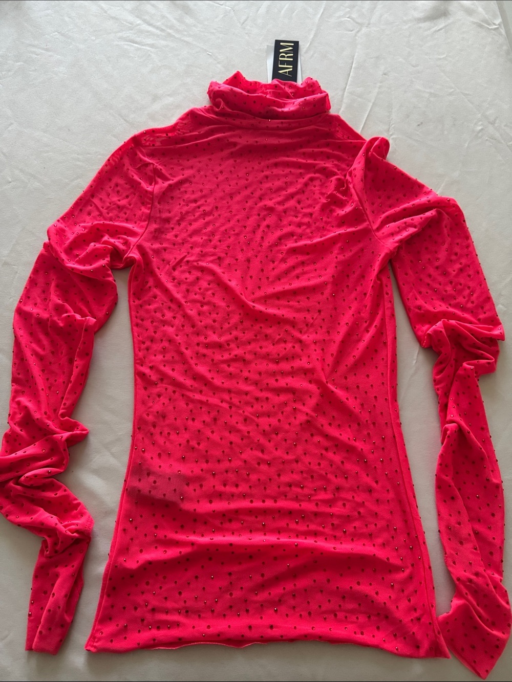 AFRM Cherry Mesh Gem filled Long Sleeve Turtleneck